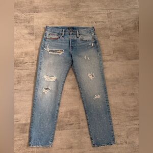 Polo Ralph Lauren Avery Boyfriend Distressed Jeans embroidered rainbow 25 (2)